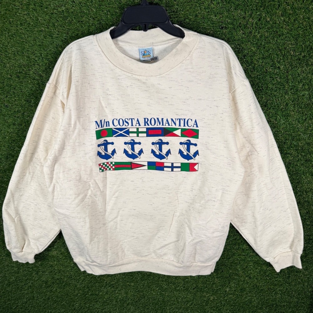 VTG Sun Sportswear Mens‎ XL Crewneck  Costa Rumor Nautical Anchor Graphic 90's